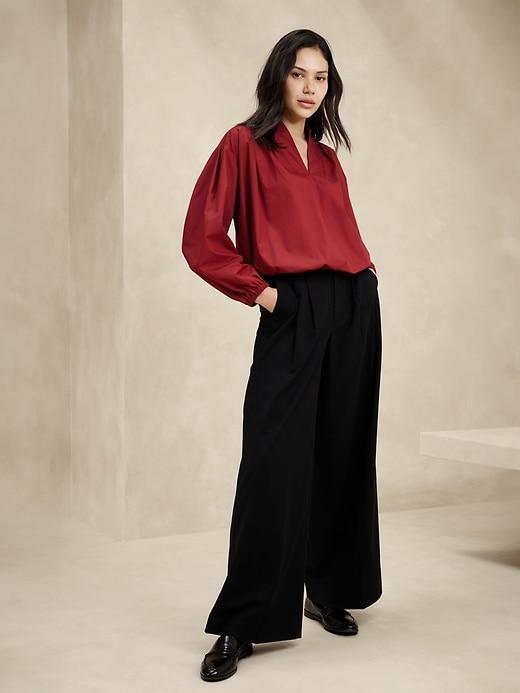 Poplin Bubble-Hem Blouse Product Image