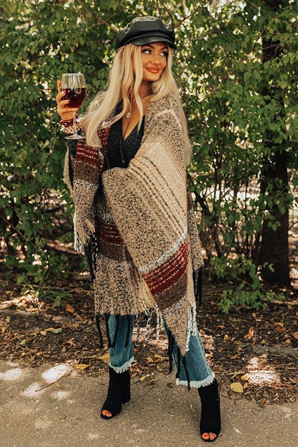 Frozen Lake Ultra Soft Poncho In Iced Latte Product Image