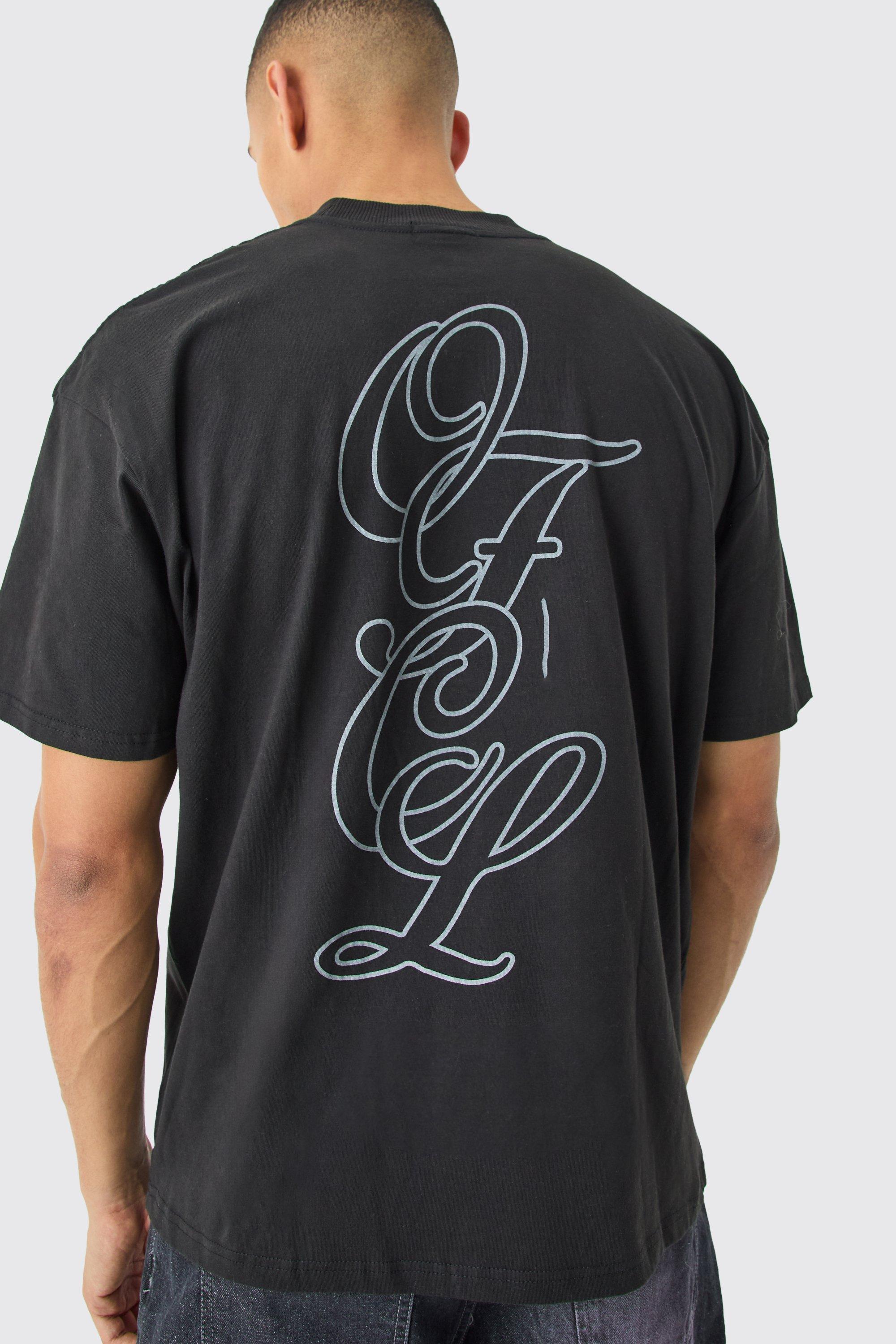 Mens Black Oversized Ofcl Graphic T-shirt, Black Product Image