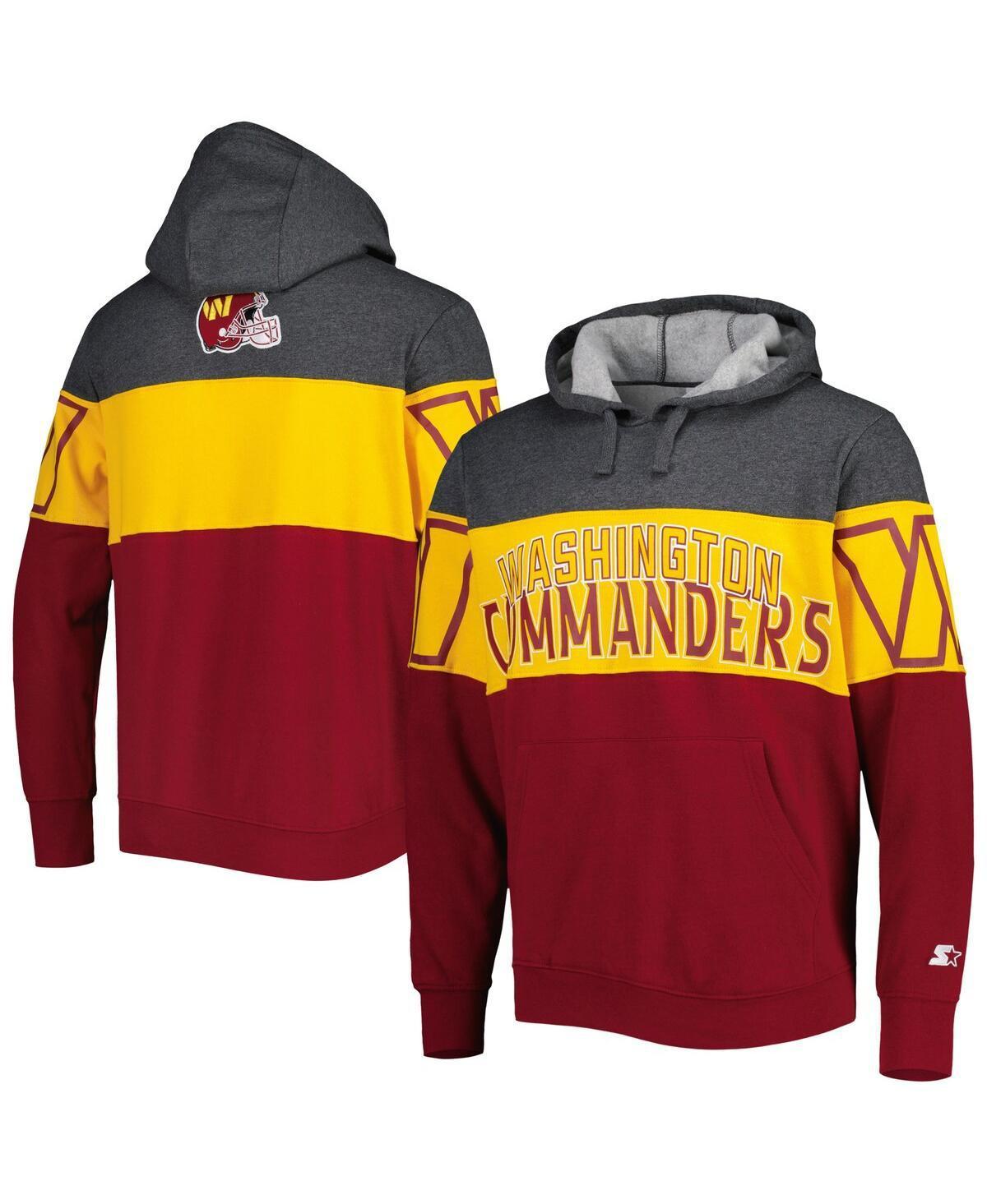 Mens Starter Heather Charcoal/Burgundy Washington Commanders Extreme Pullover Hoodie Product Image