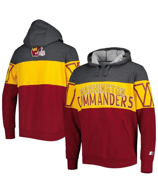 Mens Starter Heather Charcoal/Burgundy Washington Commanders Extreme Pullover Hoodie Product Image