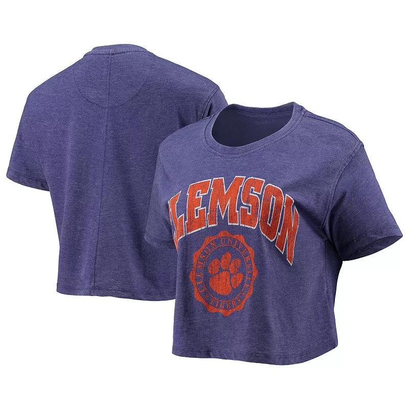 Womens Pressbox Clemson Tigers Edith Vintage Burnout Crop T-Shirt Product Image