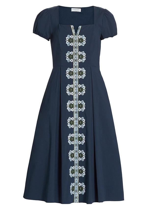 Womens The Faye Embroidered Cotton Midi-Dress Product Image