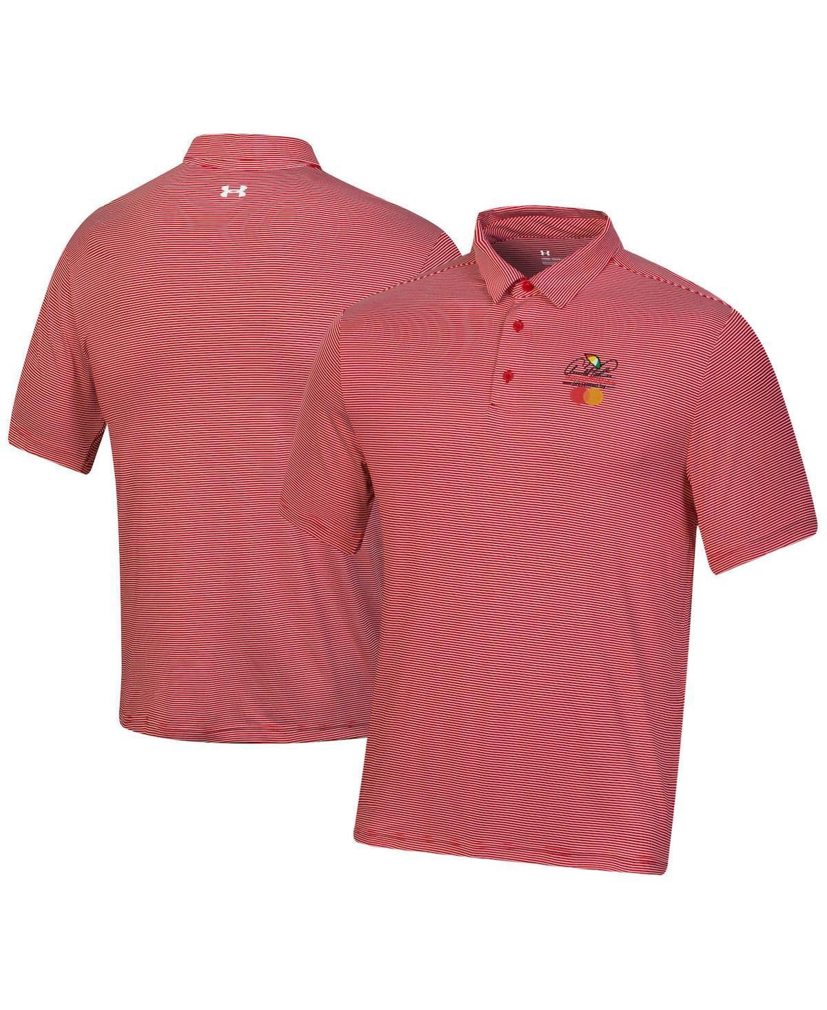 Under Armour Mens Red Arnold Palmer Invitational T2 Green Bridge Stripe Polo Product Image