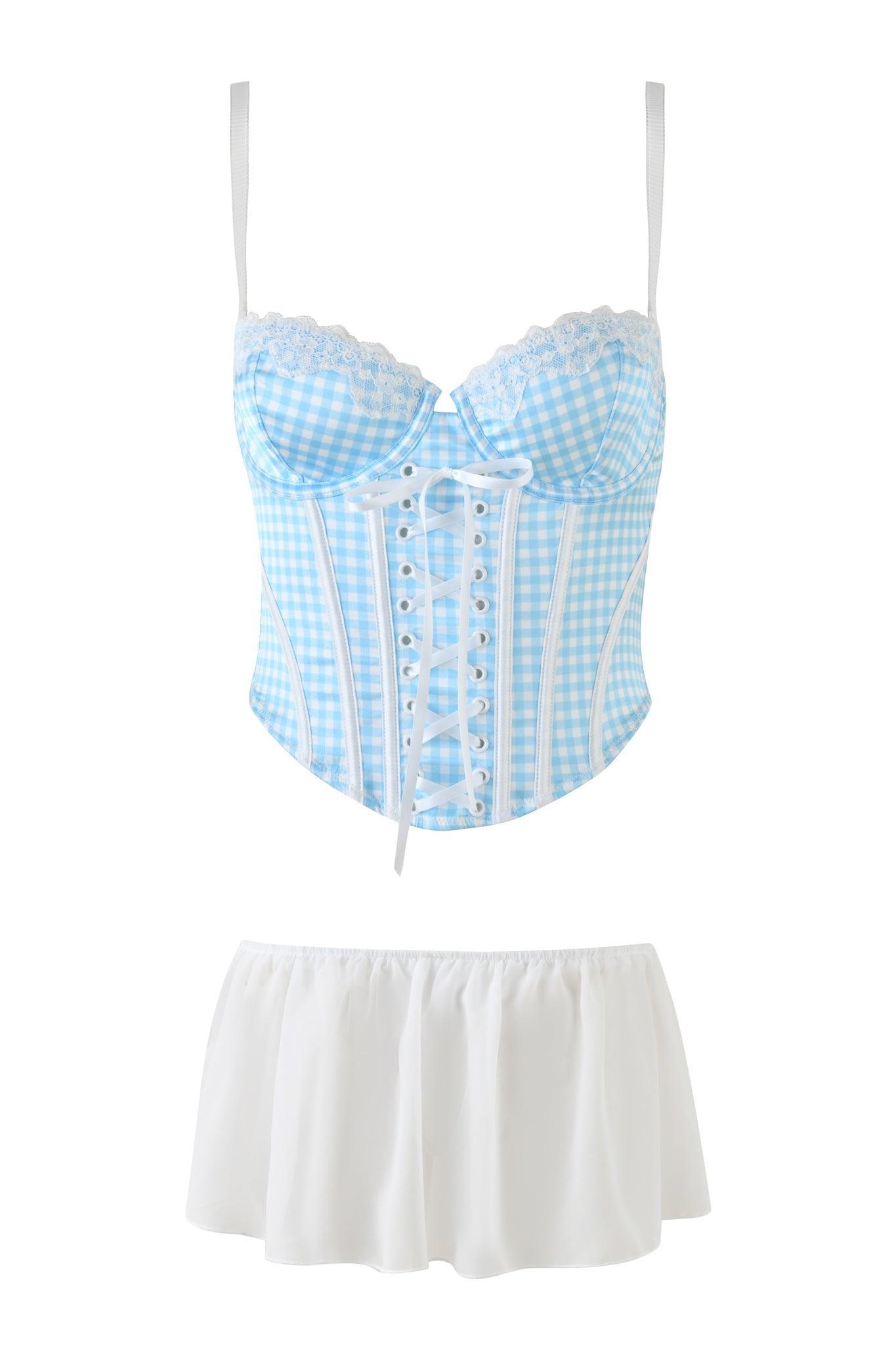 JENNY BUSTIER SET - BLUE : CHECK :GINGHAM Product Image