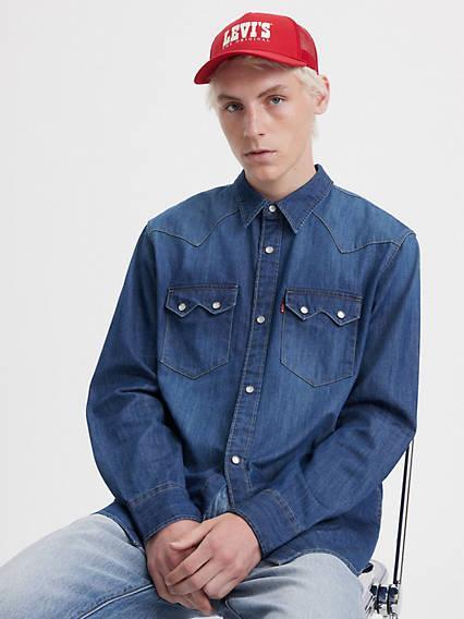 Levis Sawtooth Relaxed Fit Western Shirt Chambray - Mens Product Image