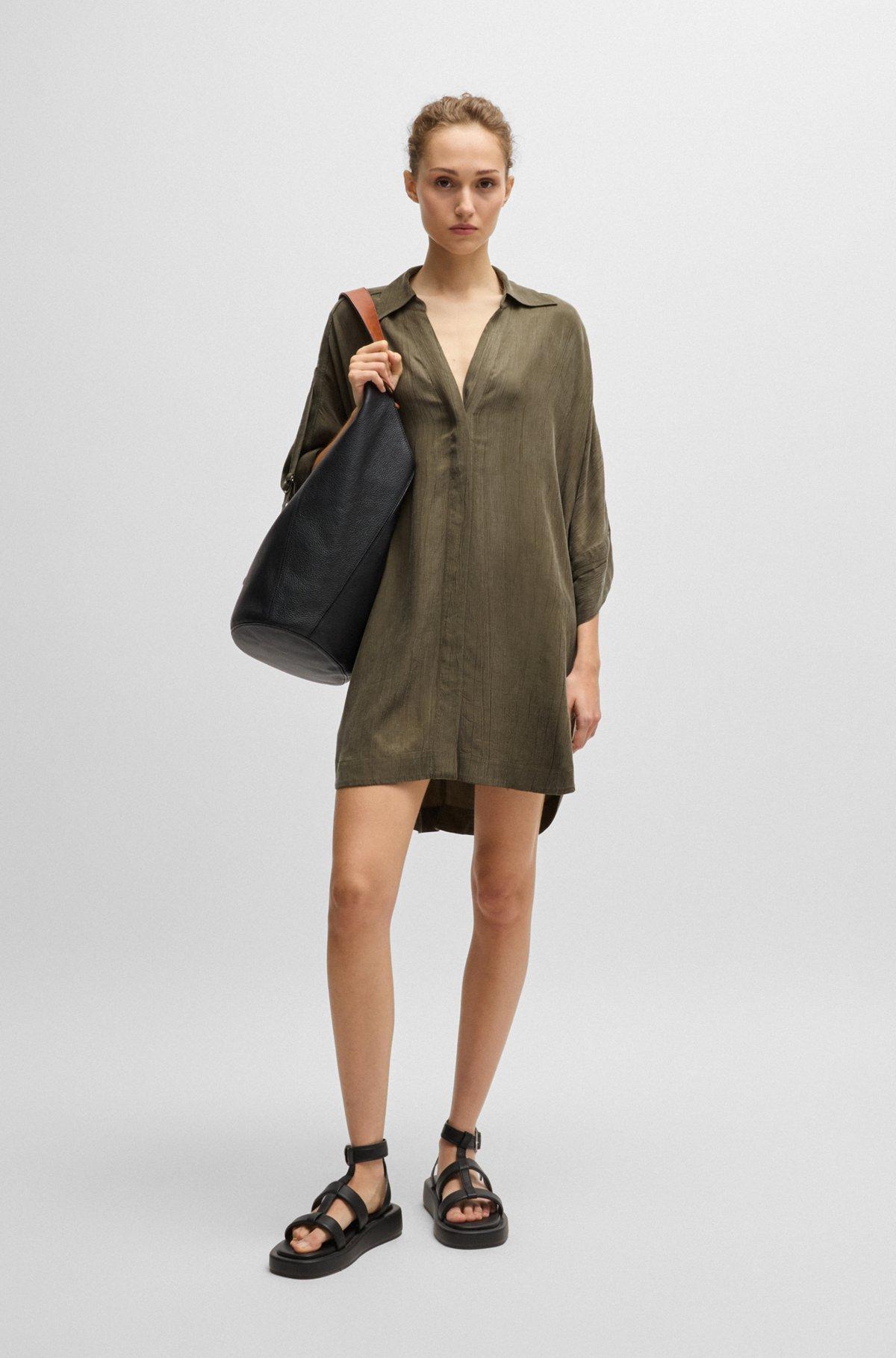 Relaxed-fit shirt dress with concealed closure Product Image