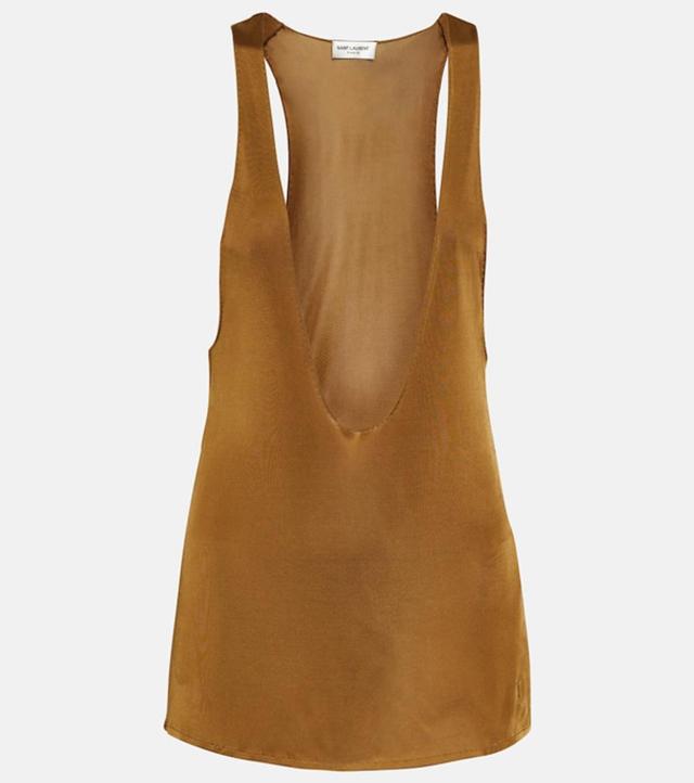 SAINT LAURENT Plunging Neck Tank Top In Brown Product Image