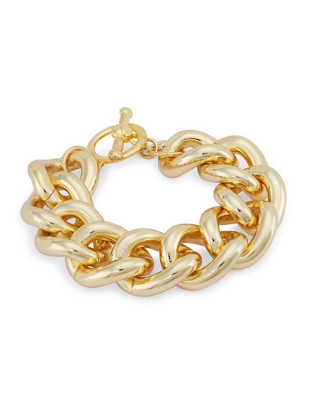 Womens 20K-Gold-Plated Chunky Curb-Chain Bracelet Product Image