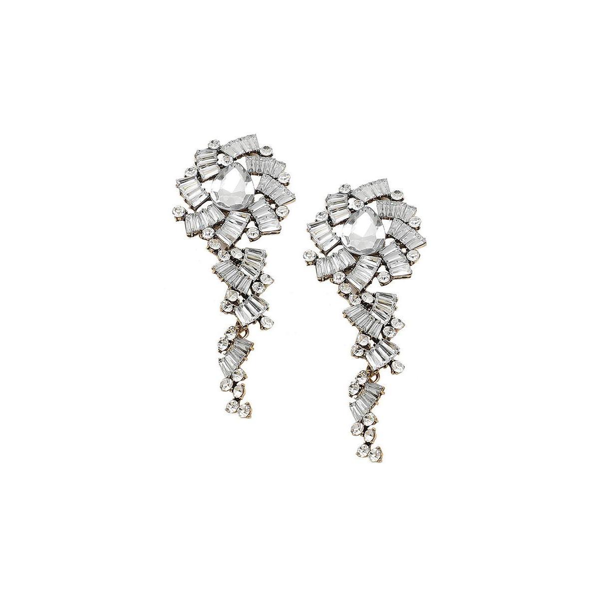 Sohi Womens Silver Embellished Drop Earrings Product Image