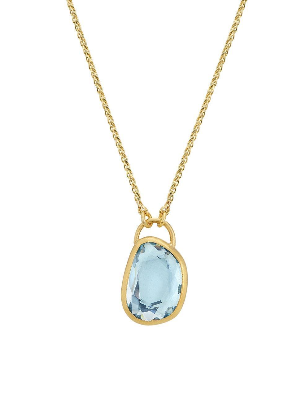 Womens 18K & 22K Yellow Gold & Aquamarine Pendant Necklace Product Image