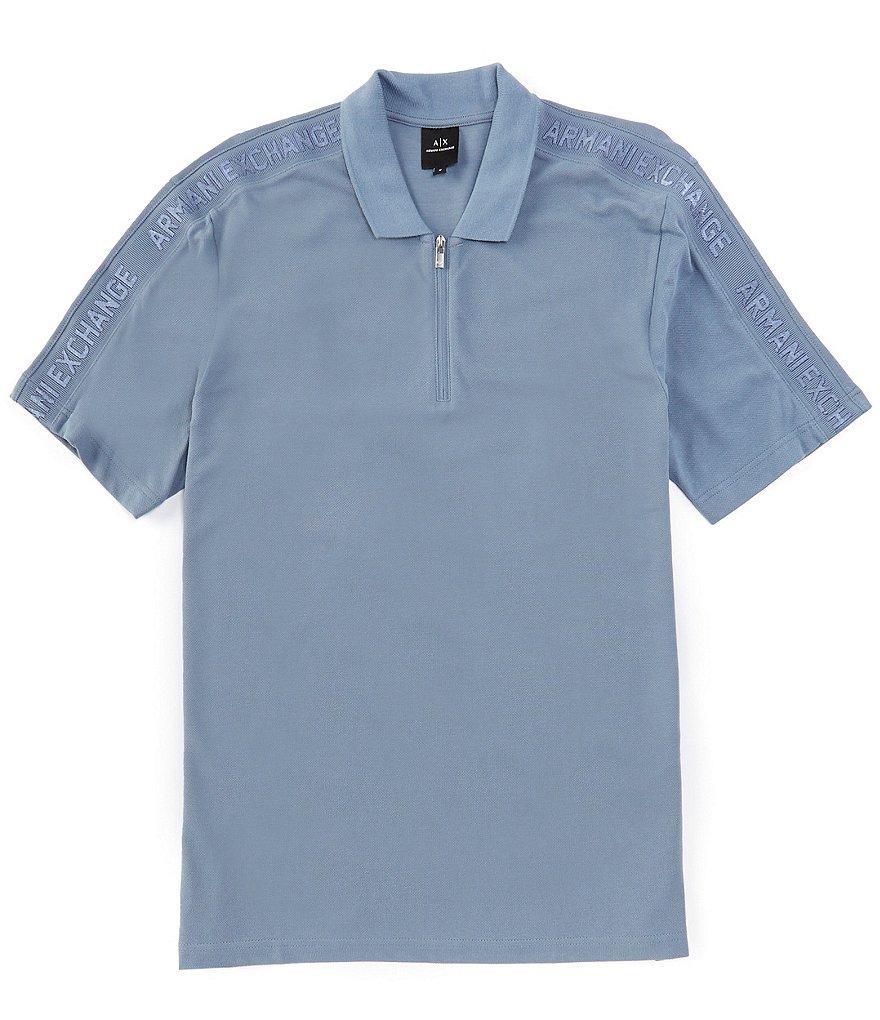 Armani Exchange Logo Tape Quarter-Zip Short Sleeve Polo Shirt Product Image