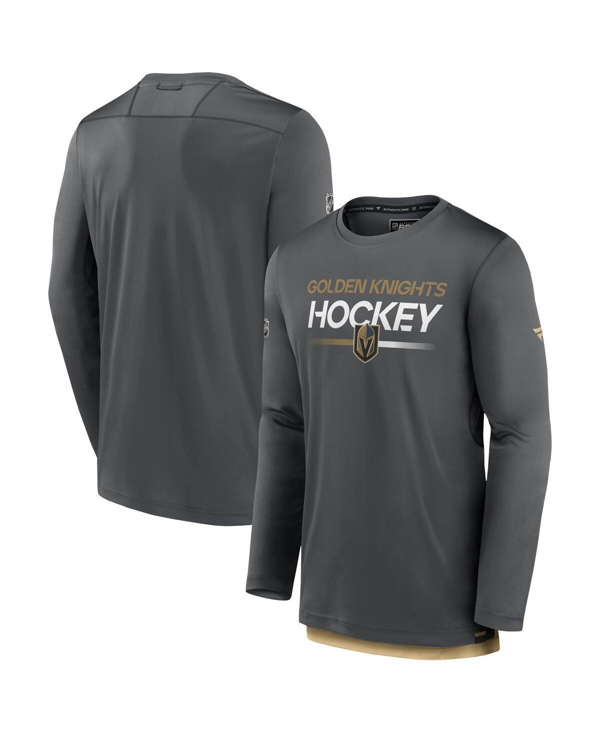 Mens Fanatics Branded Gray Vegas Golden Knights Authentic Pro Long Sleeve T-Shirt Product Image