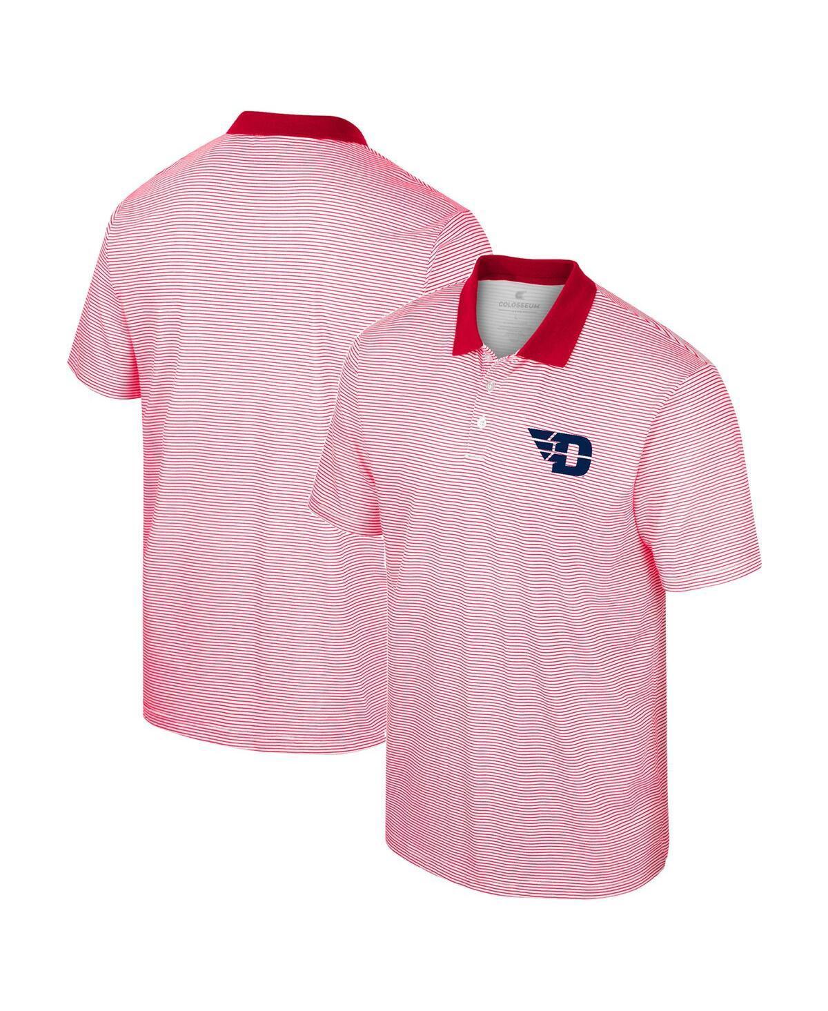 Mens Colosseum White/Red Dayton Flyers Print Stripe Polo Product Image