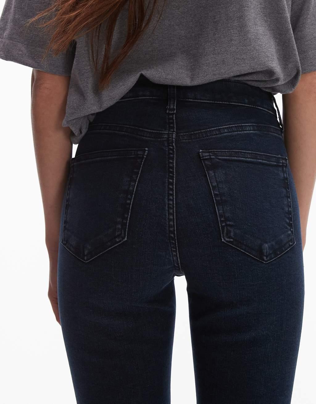 Topshop high rise Jamie jeans in blue black   Product Image