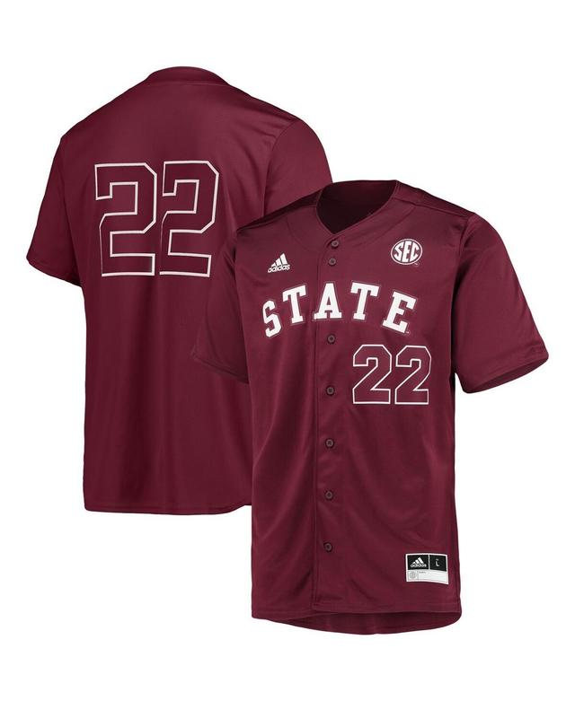 Mens adidas #22 Maroon Mississippi State Bulldogs Button-Up Baseball Jersey - Maroon Product Image