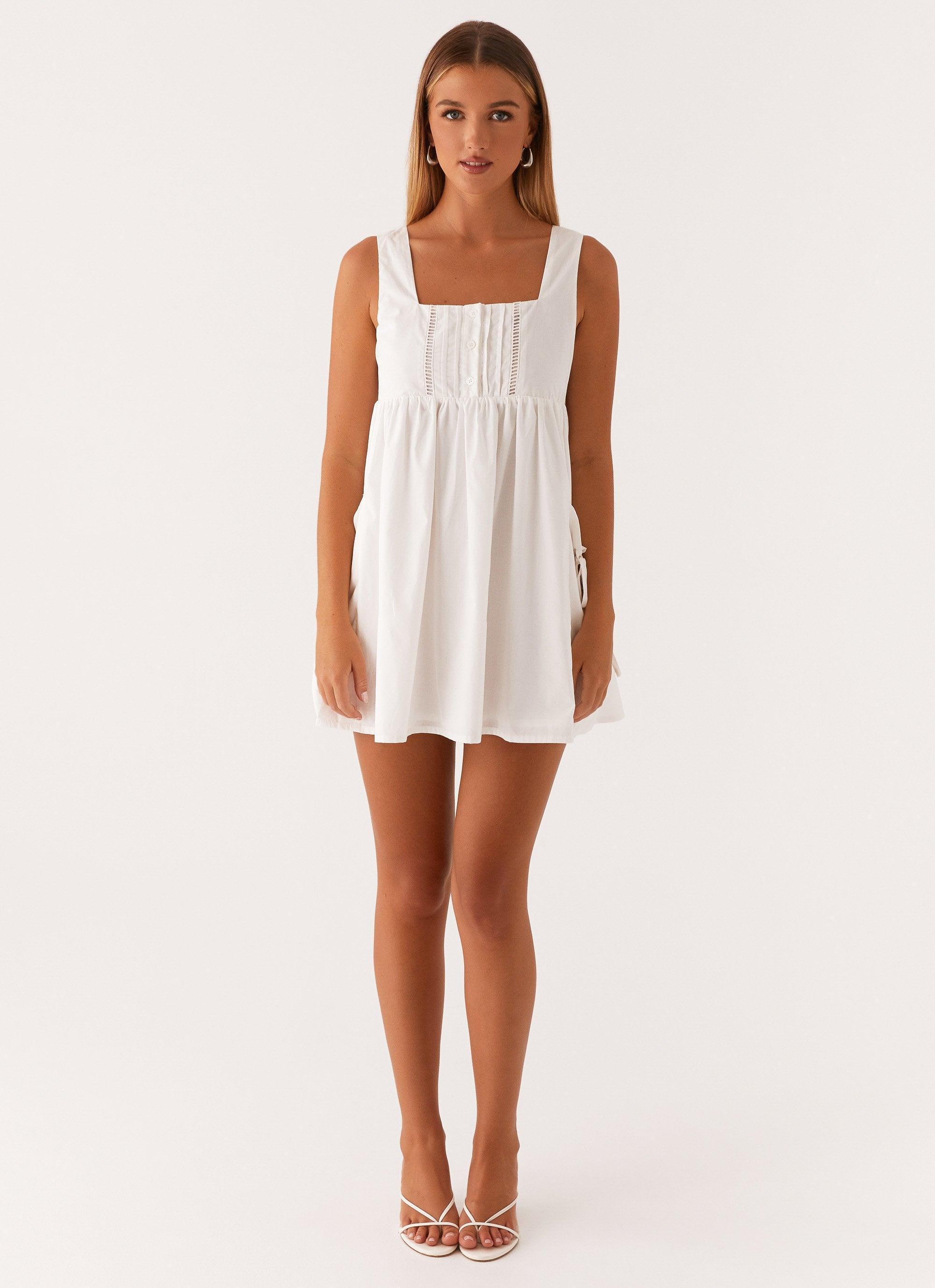 Ottoline Babydoll Mini Dress - White Product Image