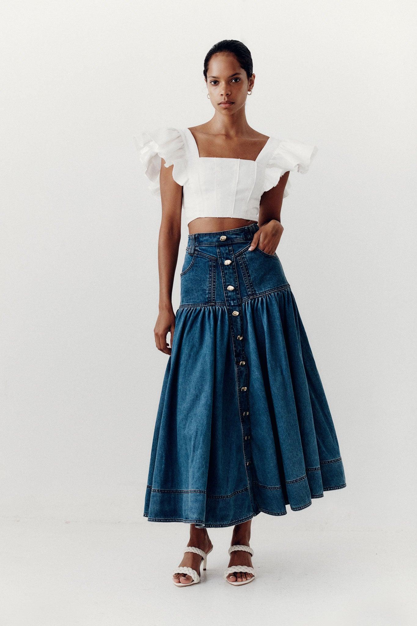 Belmond Denim Midi Skirt Product Image