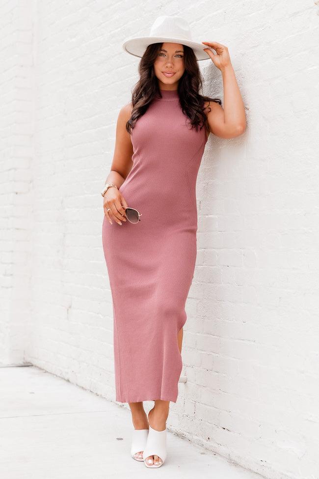 Feeling Good As Always Mauve Tank Sweater Midi Dress FINAL SALE Product Image