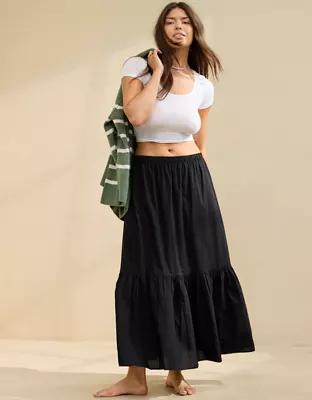 Aerie Poplin Tiered Maxi Skirt Product Image