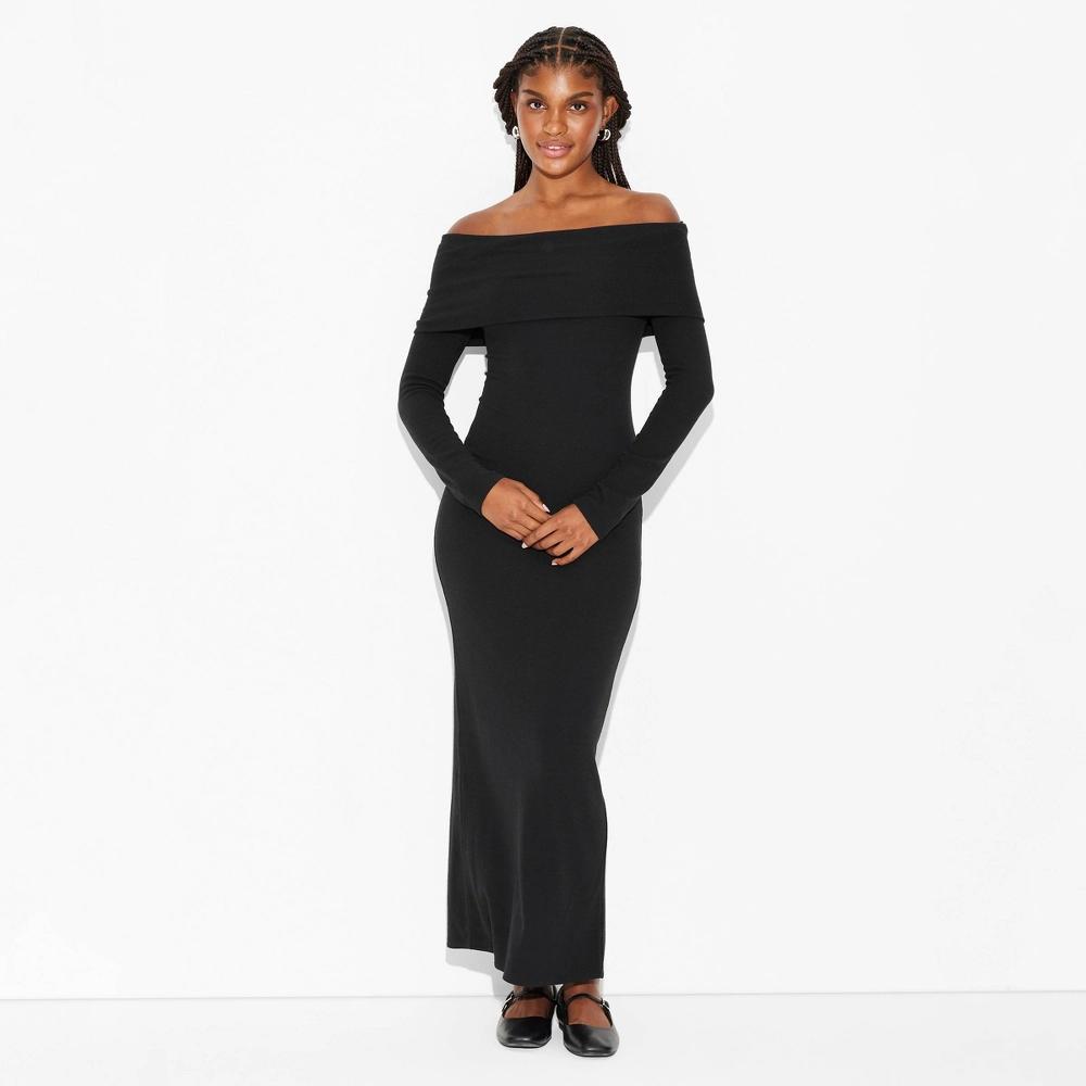 Women's Long Sleeve Maxi Sweater Dress - Wild Fable™ Black XL Product Image