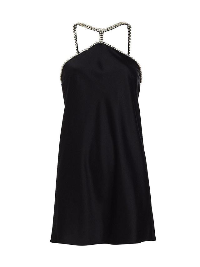 Womens Embellished Satin Halter Dress Product Image