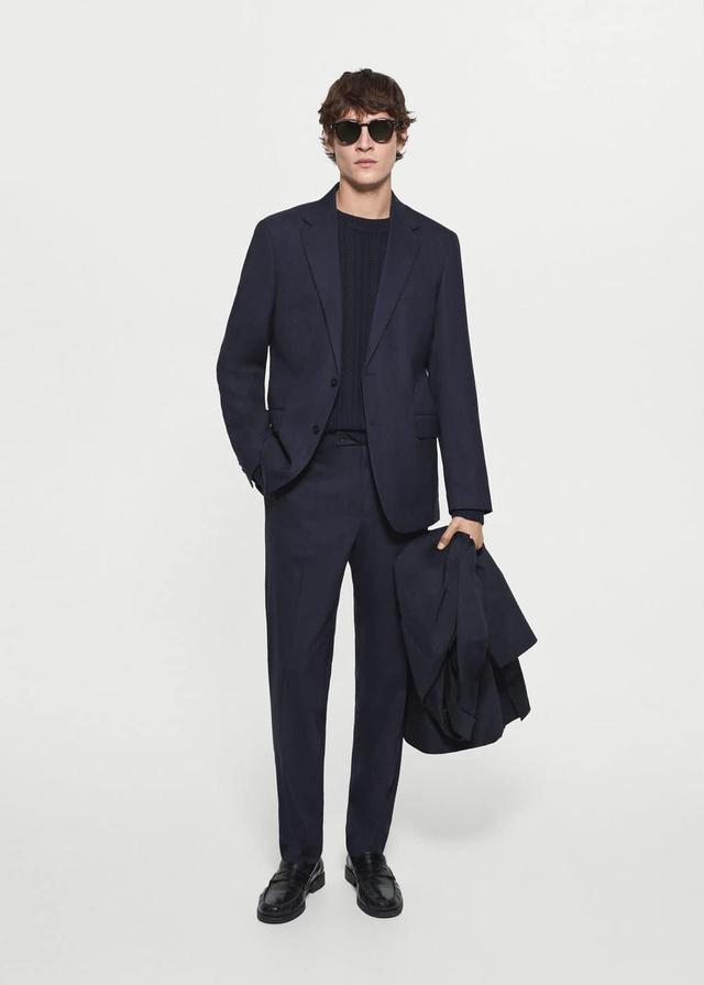 Mango Mens Slim-Fit Herringbone Wool Suit Jacket Product Image