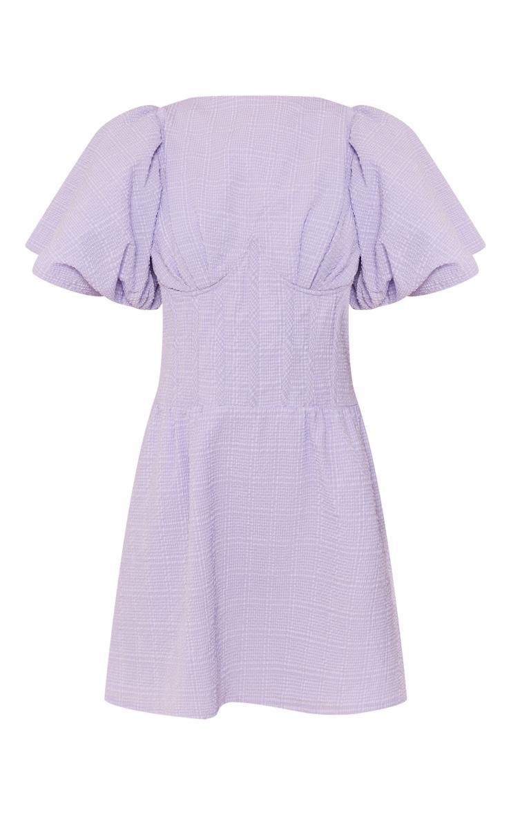 Lilac Underwired Corset Puff Sleeve Shift Dress Product Image