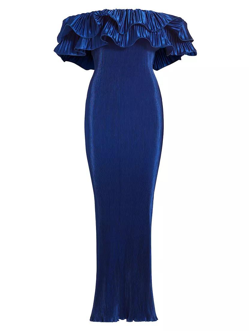 Debut Frill Off-the-Shoulder Column Gown Product Image