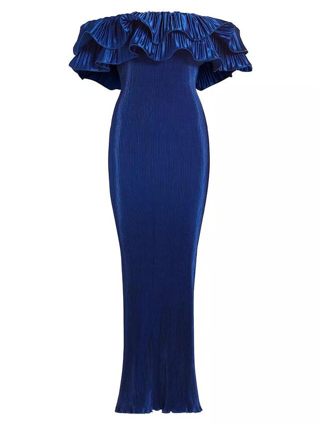 Debut Frill Off-the-Shoulder Column Gown Product Image