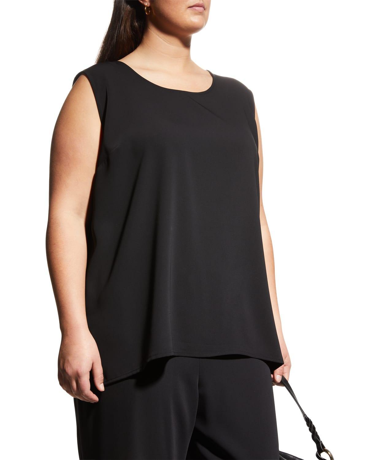 Caroline Rose Plus Size Matte Crepe Scoop Neck Sleeveless Tank Top Product Image