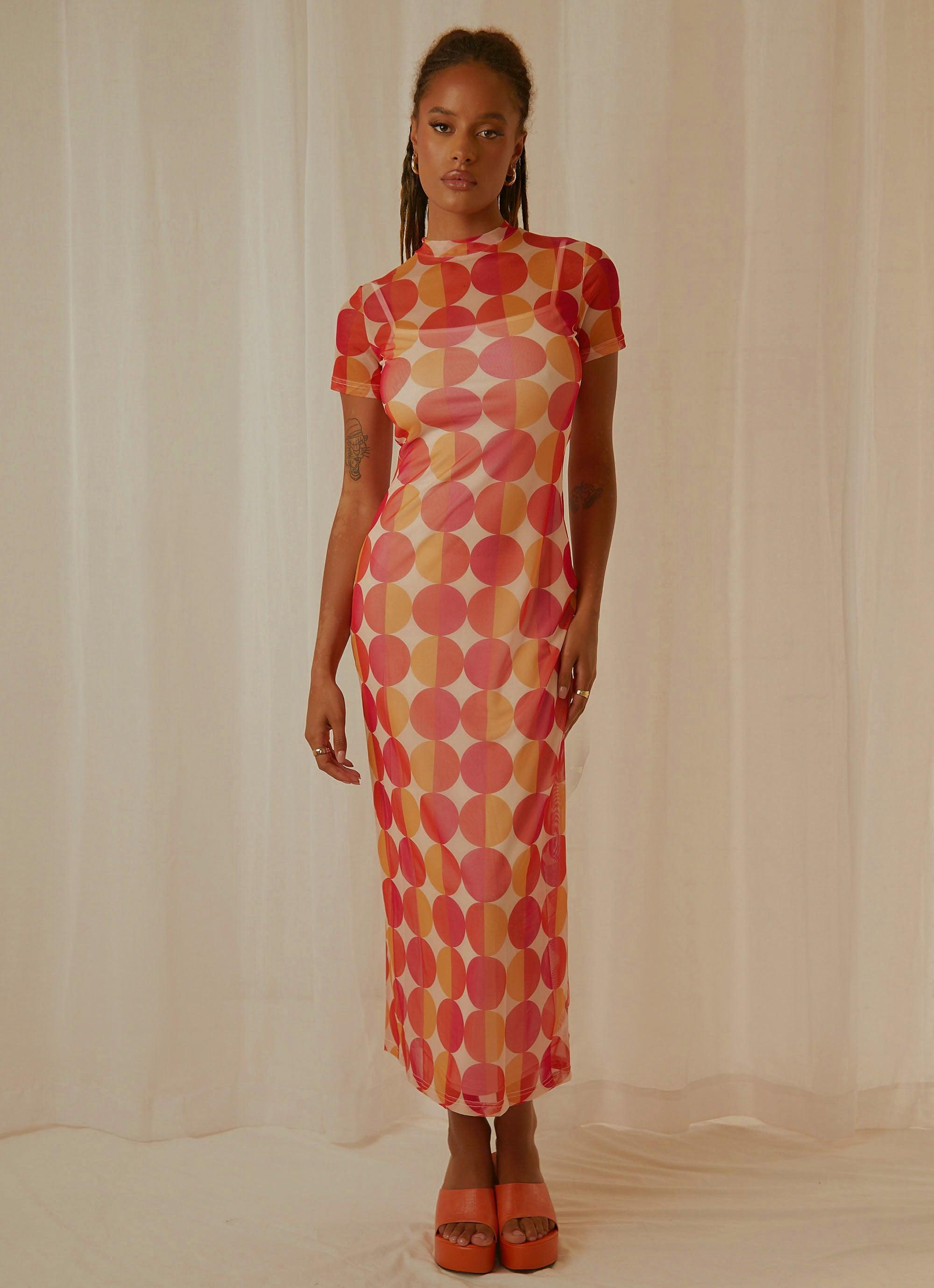 Remix Mesh Maxi Dress - Sunset Geo Product Image