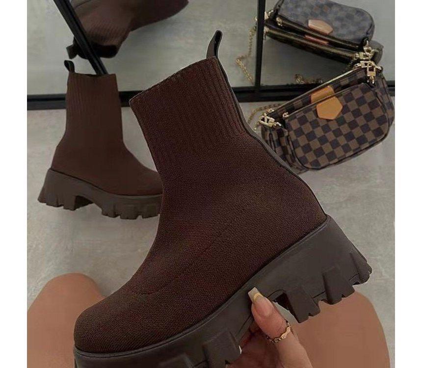 Platform Chunky Heel Sock Boots product image