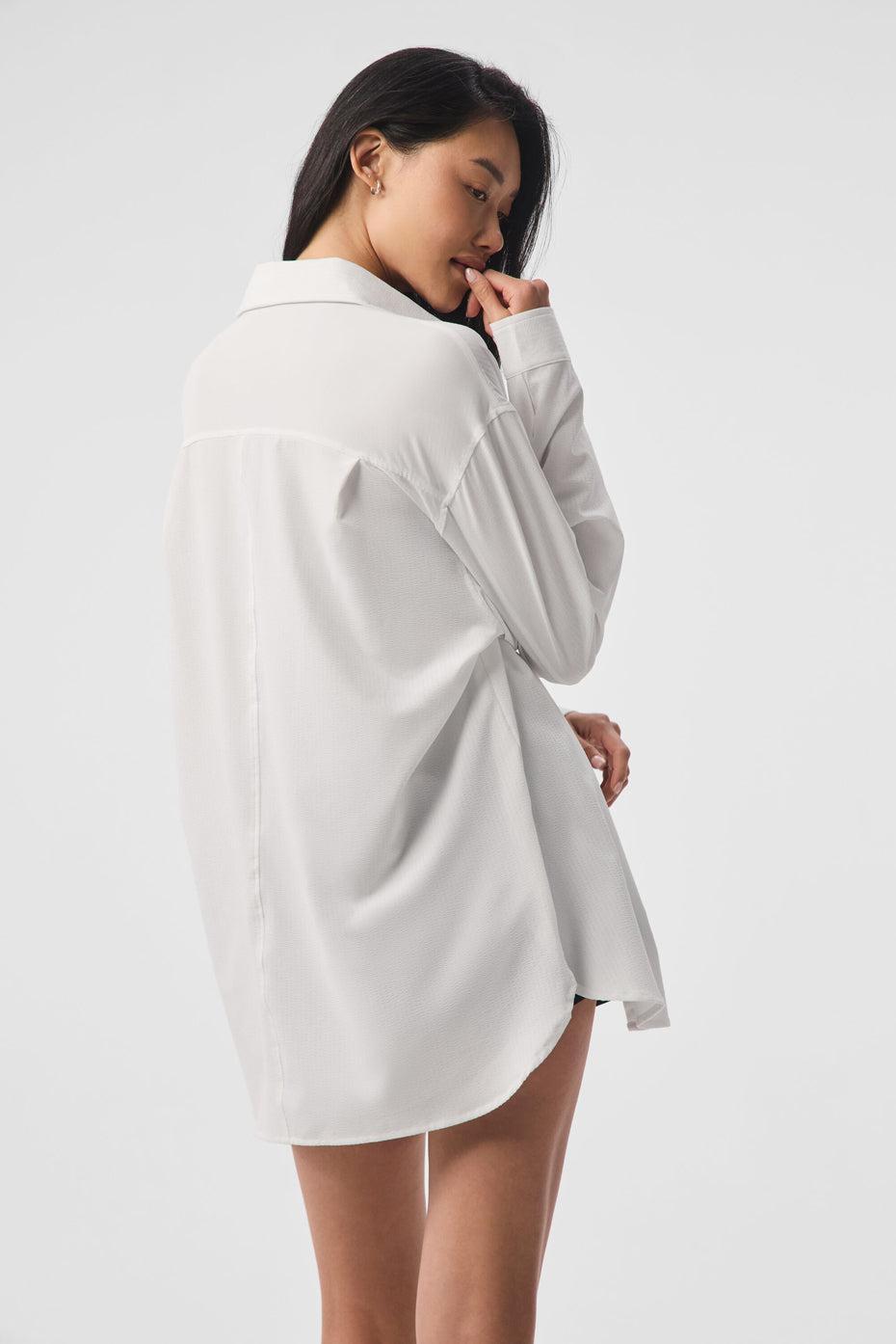 Dreamscape Button Down Long Sleeve - White Female Product Image