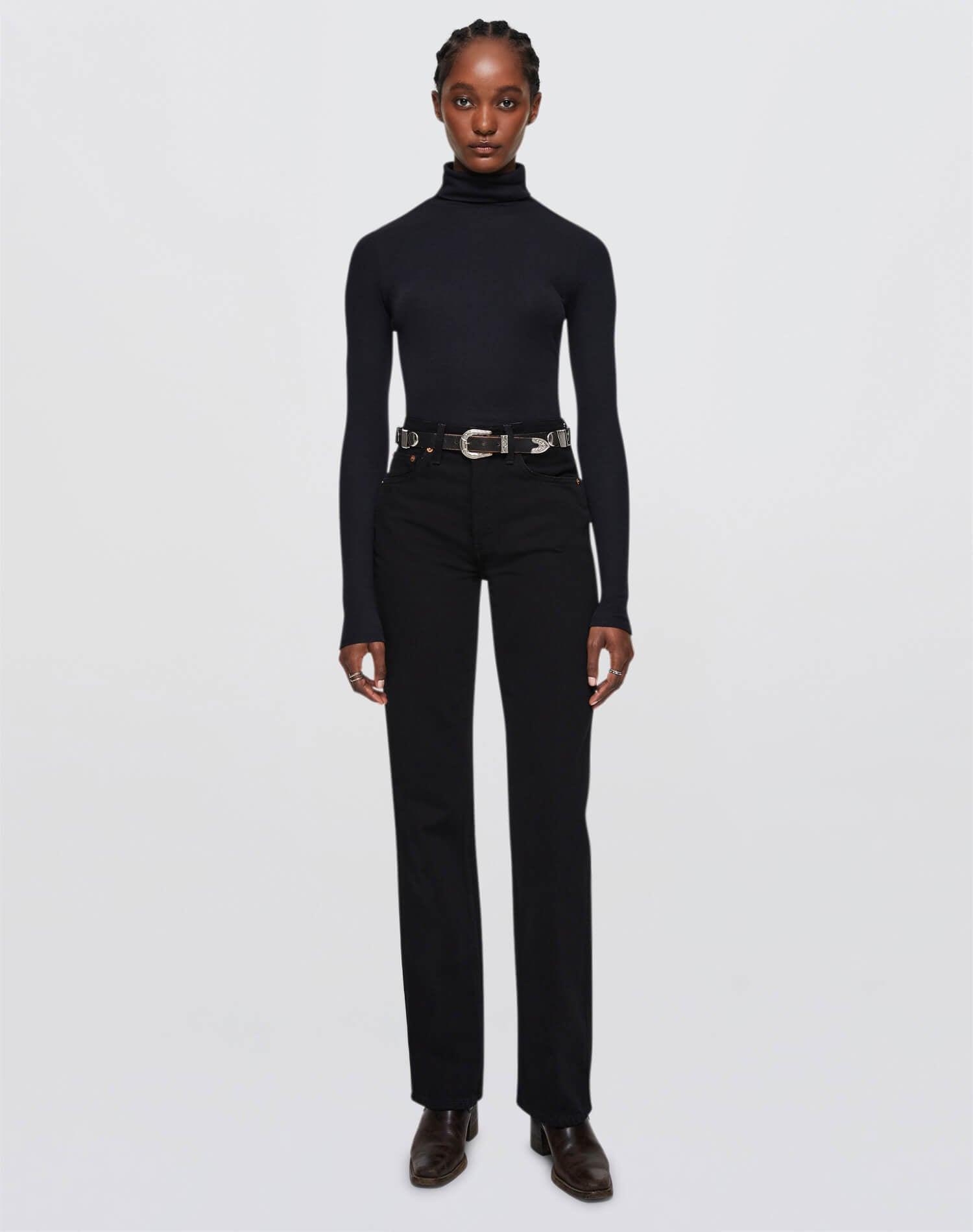 Ribbed Turtleneck - Black Product Image