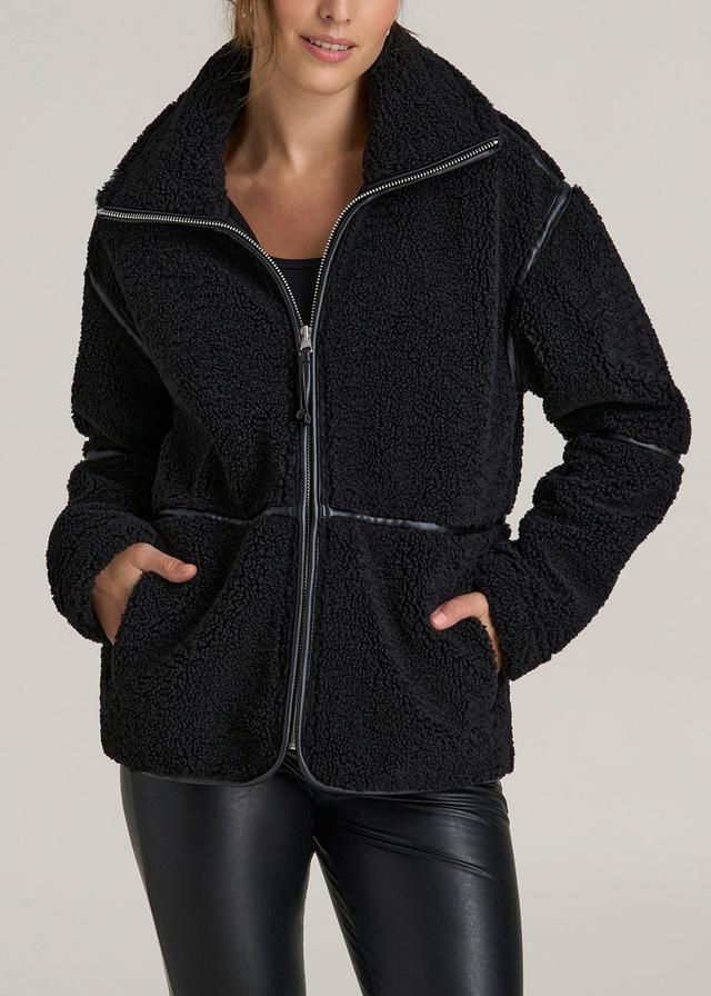 Relaxed Shearling Jacket for Tall Women in Black Product Image