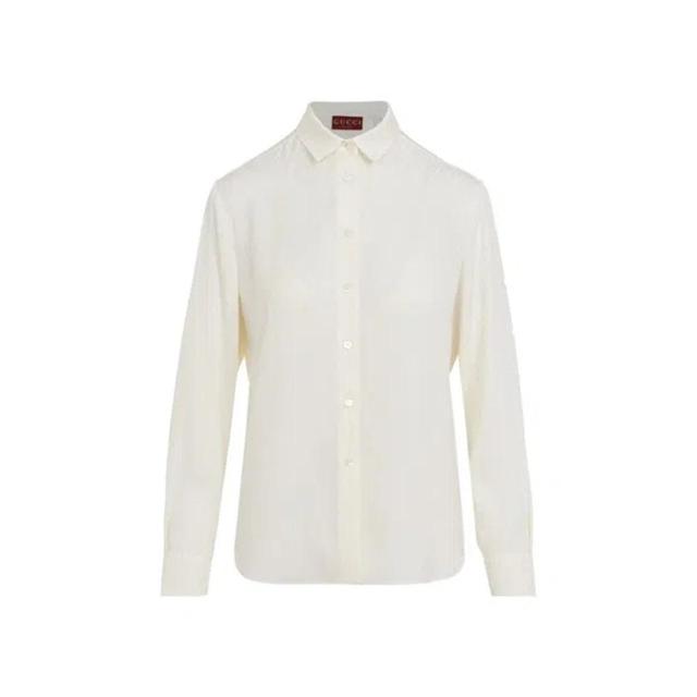 GUCCI Ivory White Silk Top Product Image