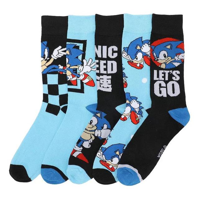 Mens 5-Pack Sonic The Hedgehog Crew Socks Product Image