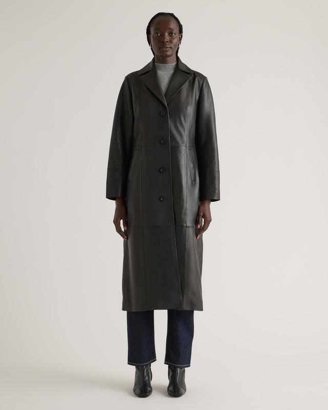 100% Leather Long Trench Coat Product Image