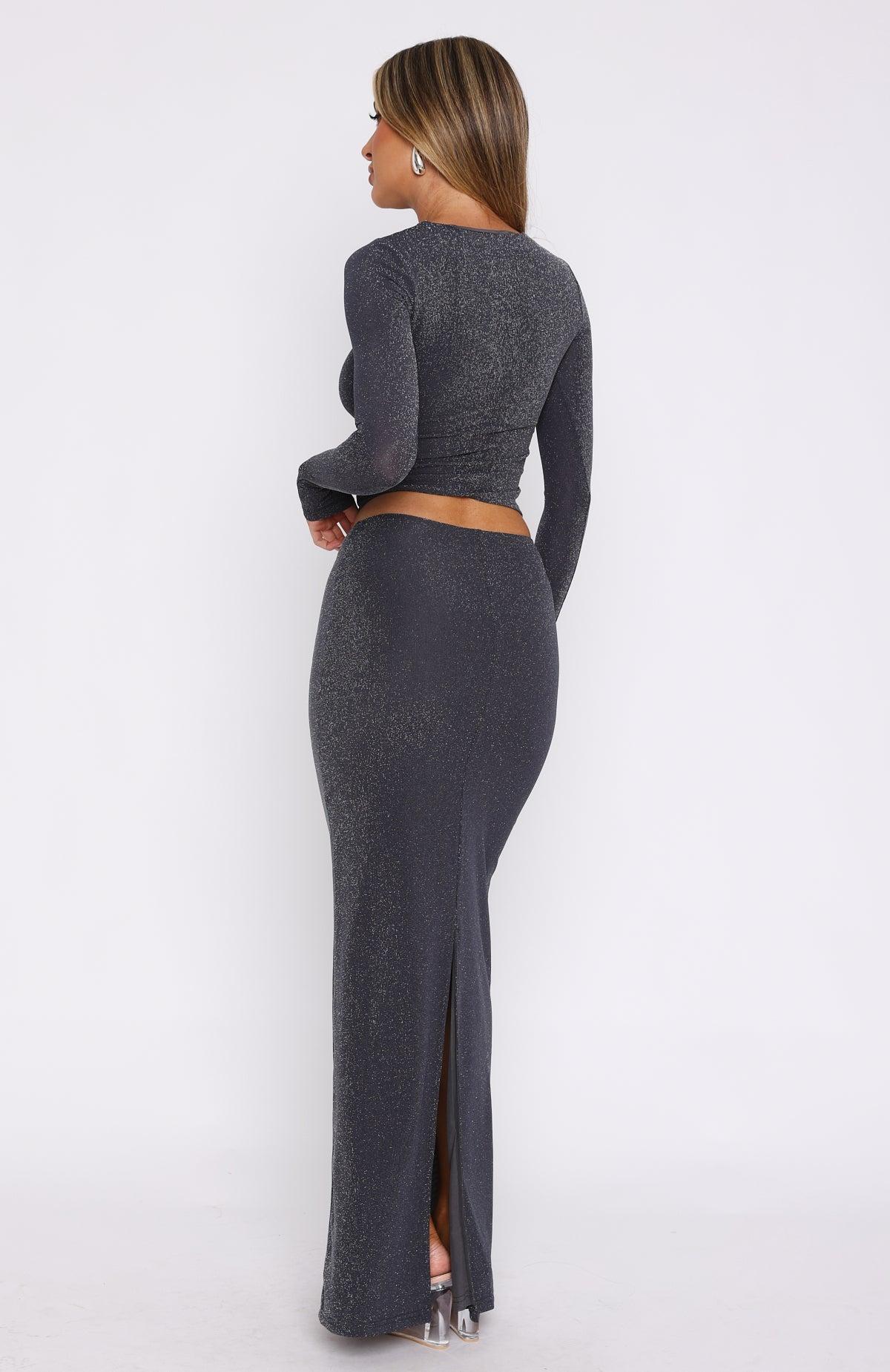 Lock Me Up Maxi Skirt Charcoal Product Image