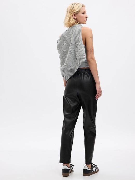 High Rise Vegan Leather Straight Pull-On Pants Product Image