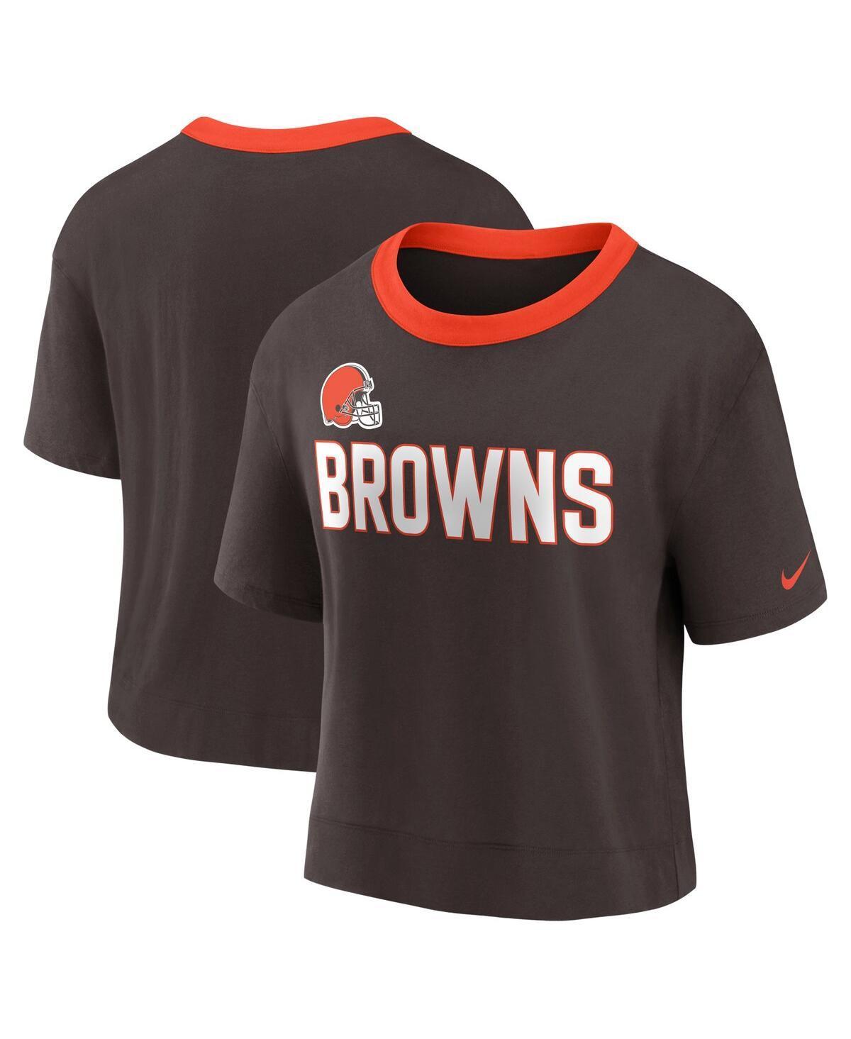 Womens Nike Brown Cleveland Browns High Hip Fashion Cropped Top Product Image