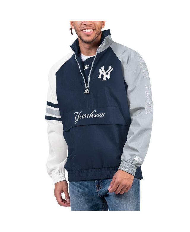 Mens Starter Navy New York Yankees Elite Raglan Half-Zip Jacket - Navy Product Image