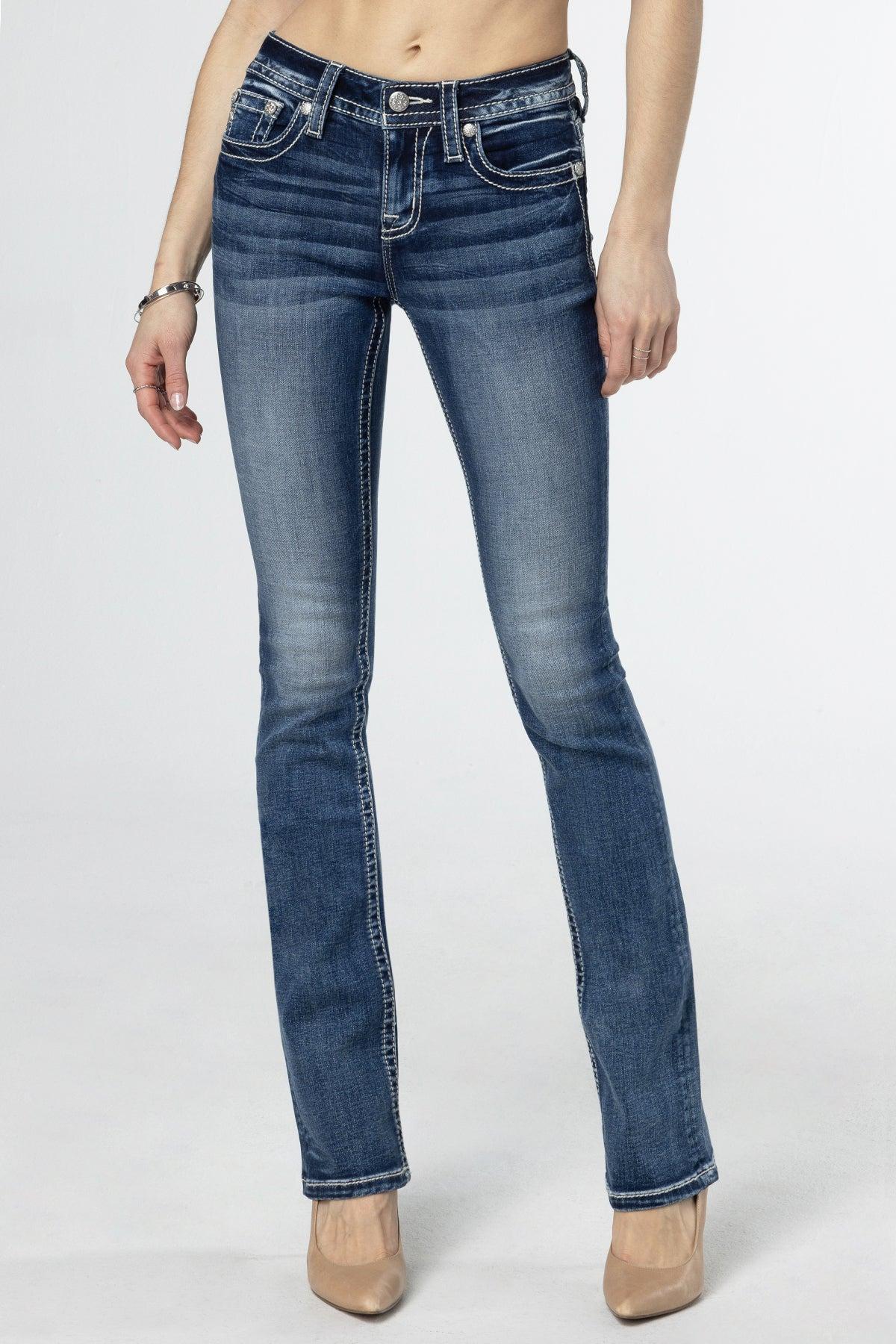 Floral Feathers Bootcut Jeans Product Image