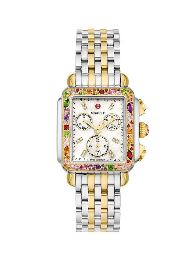 Michele Deco Soiree Two-Tone 18K Gold-Plated Diamond Chronograph, 33m x 35mm Product Image