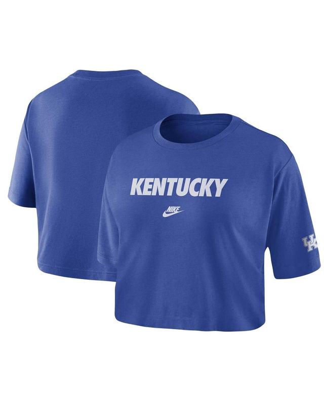 Womens Nike Royal Kentucky Wildcats Wordmark Cropped T-shirt Product Image