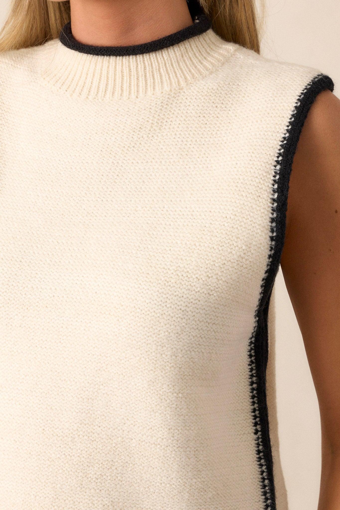 Moonstone Haze Ivory Sleeveless Sweater Top Product Image