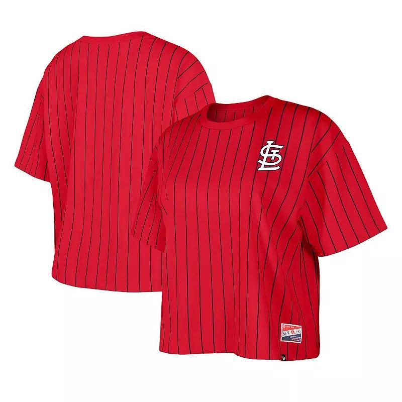 Womens New Era St. Louis Cardinals Boxy Pinstripe T-Shirt Product Image