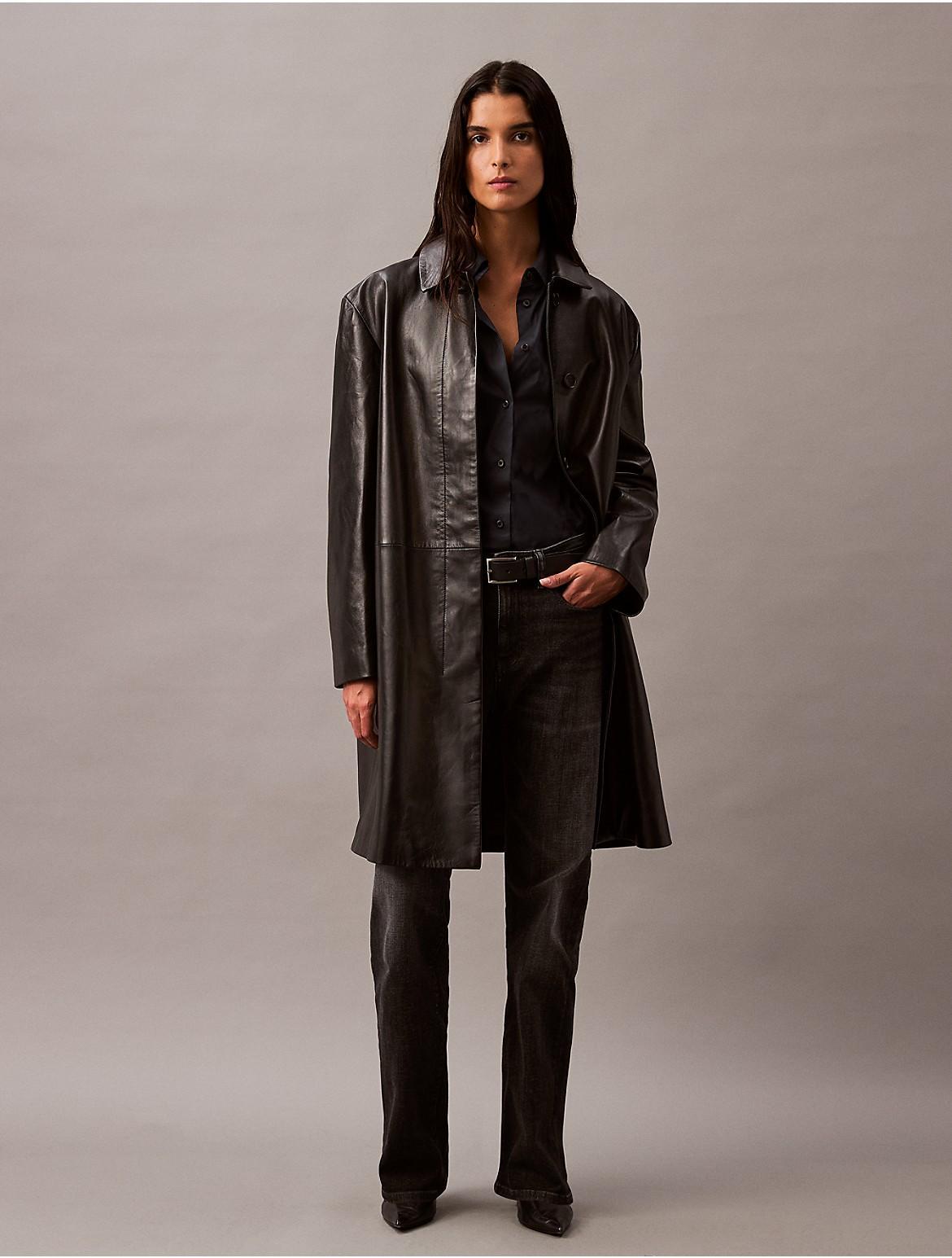 Calvin Klein Womens Lamb Leather Car Coat - Black - S product image