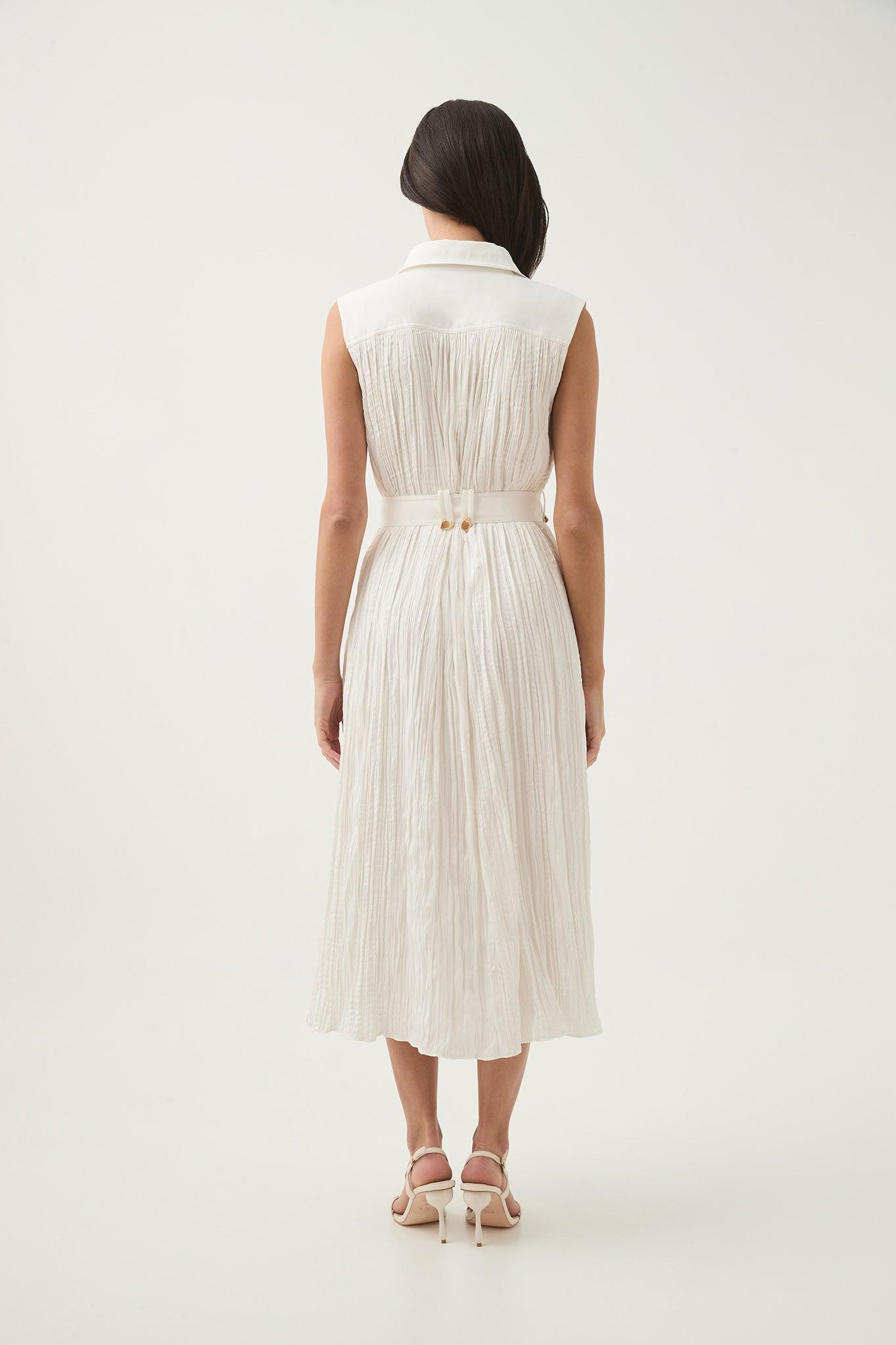 Risen Crushed Pleat Midi Dress Product Image